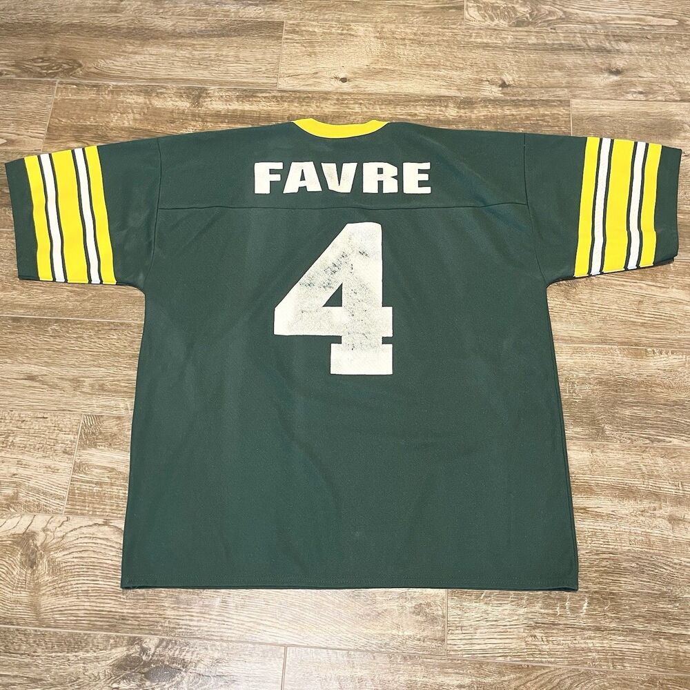 Vtg USA 7 Logo Brett Favre Jersey Men’s XL 4 Green Bay Packers NFL 90s Shirt